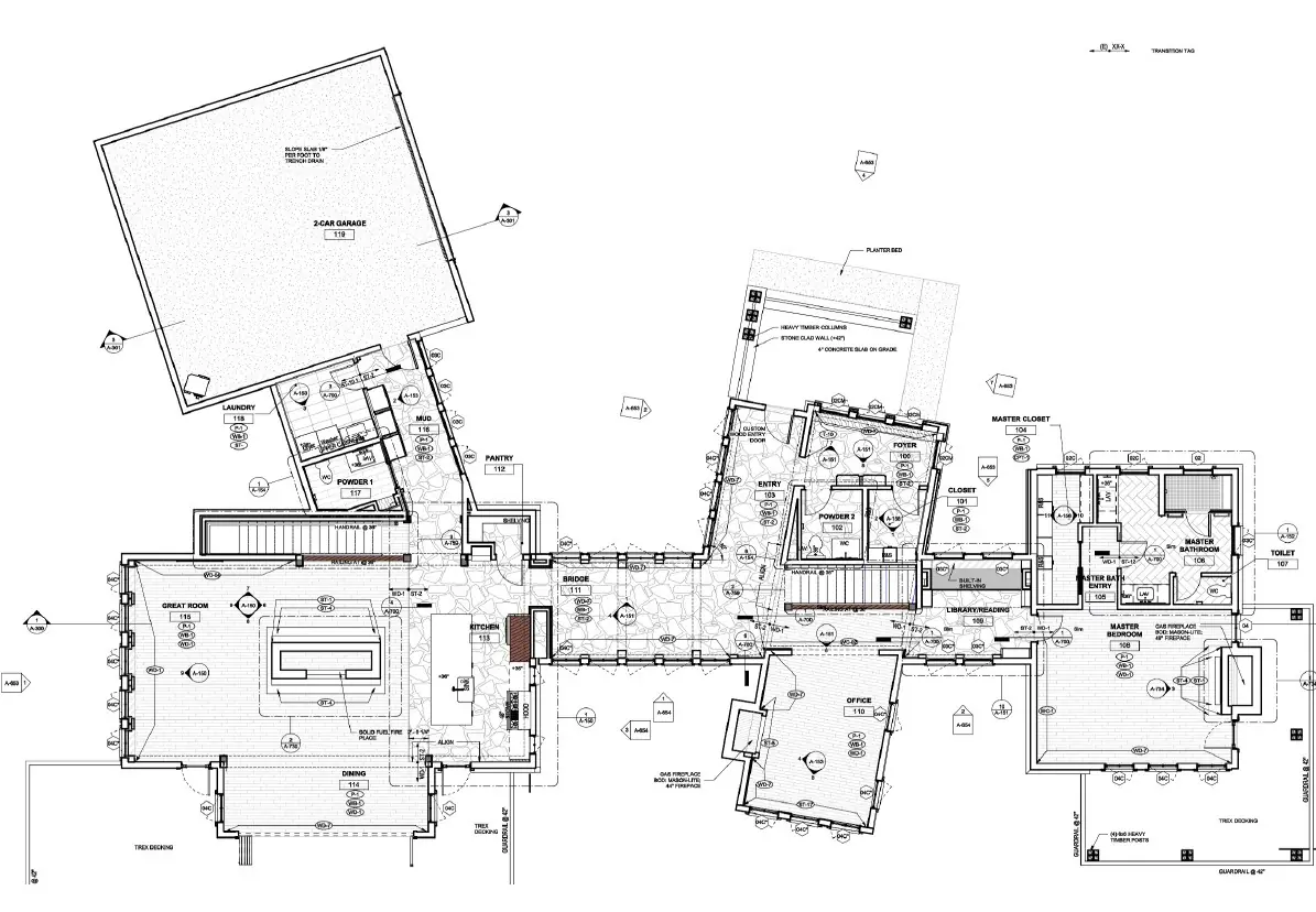 Alderman Residence main level finish plan