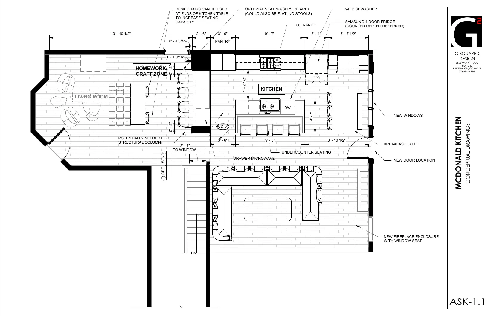 McDonald Kitchen conceptual floor and furniture plan