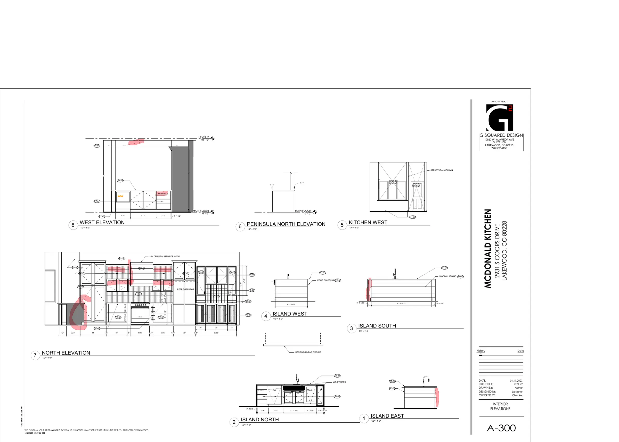 McDonald Kitchen interior details and millwork sections