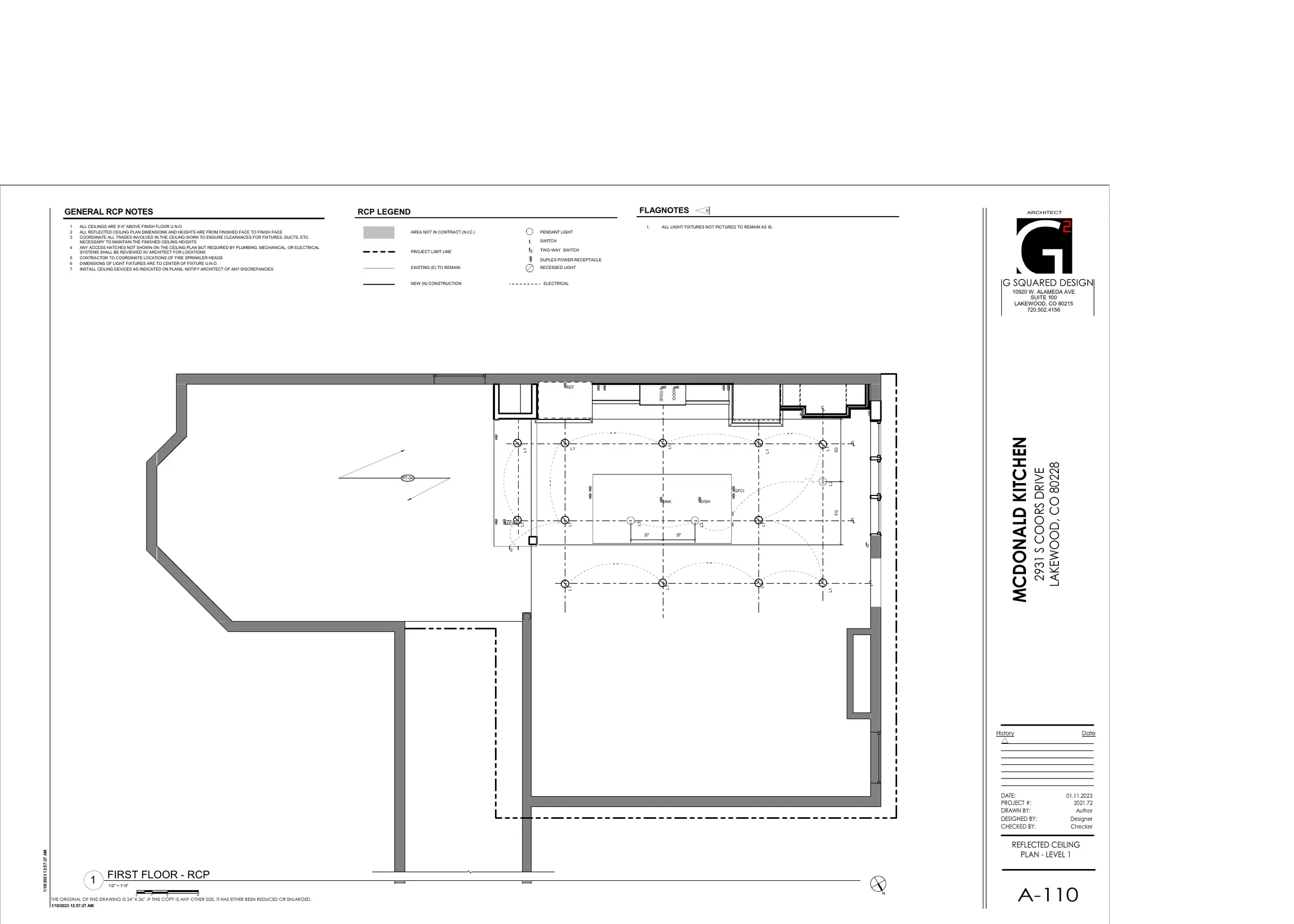 McDonald Kitchen reflected ceiling plan